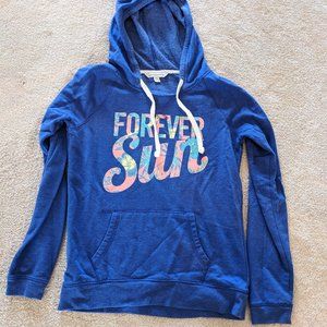 American Eagle Outfitters Forever Sun Blue Graphic Hoodie Size S